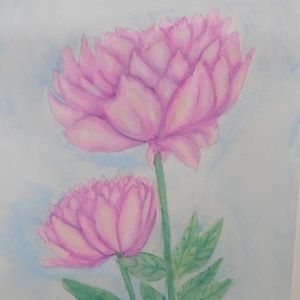 Original Pink Peony Watercolor Painting